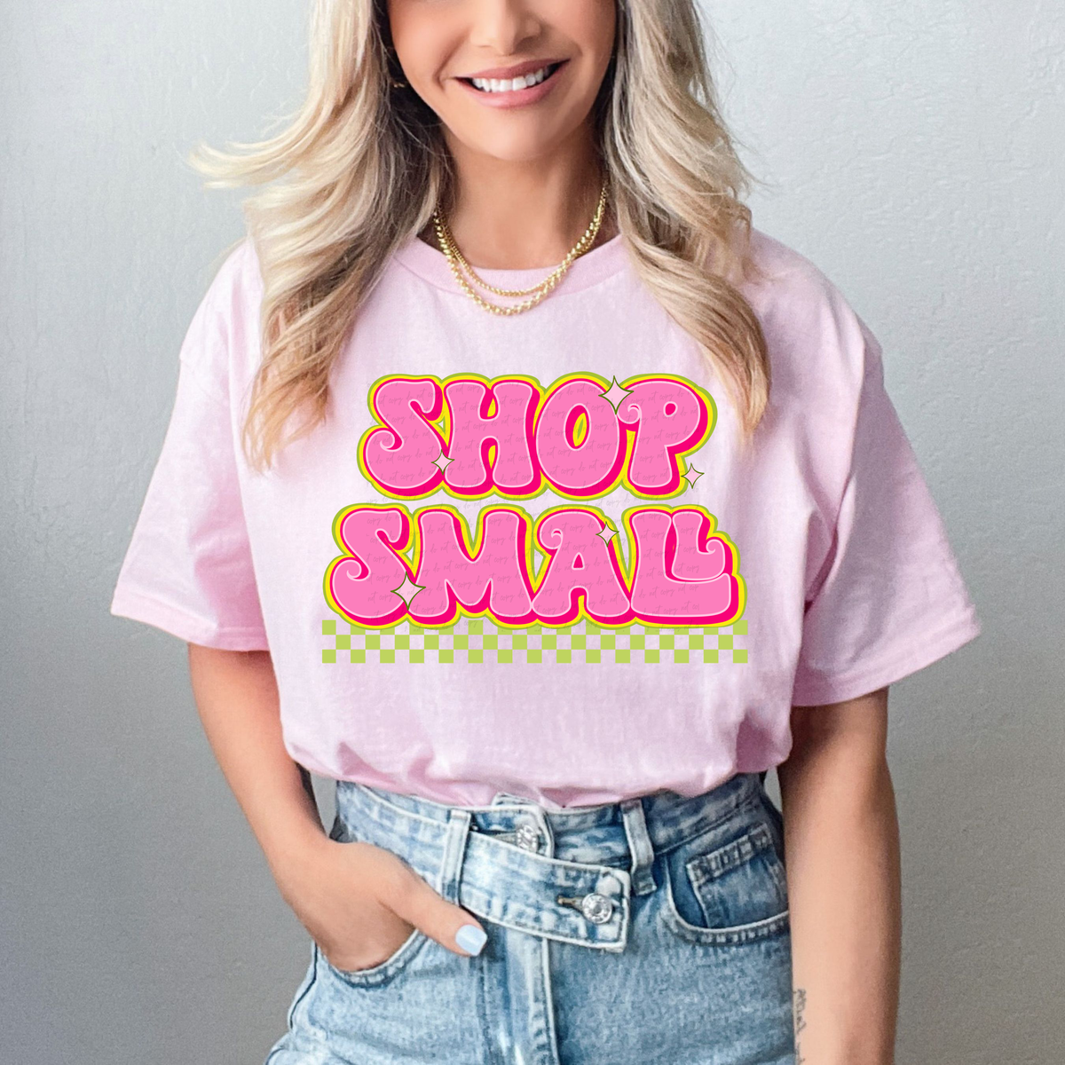 Shop Small Checkered Pink 108824 DTF transfer