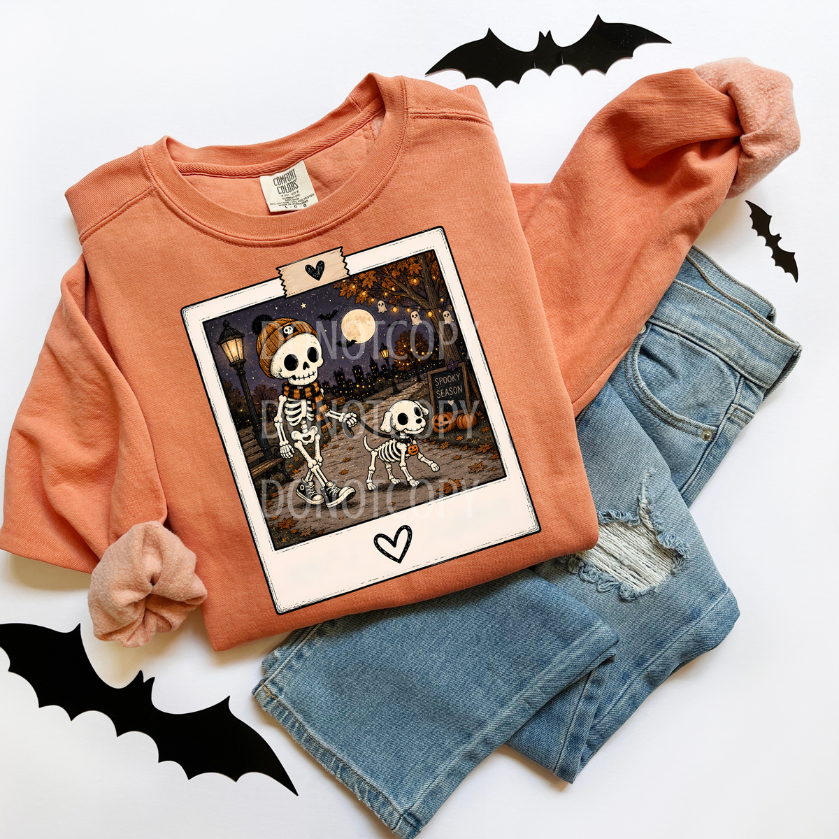Skeleton walking dog polaroid (CSG) DTF Transfer