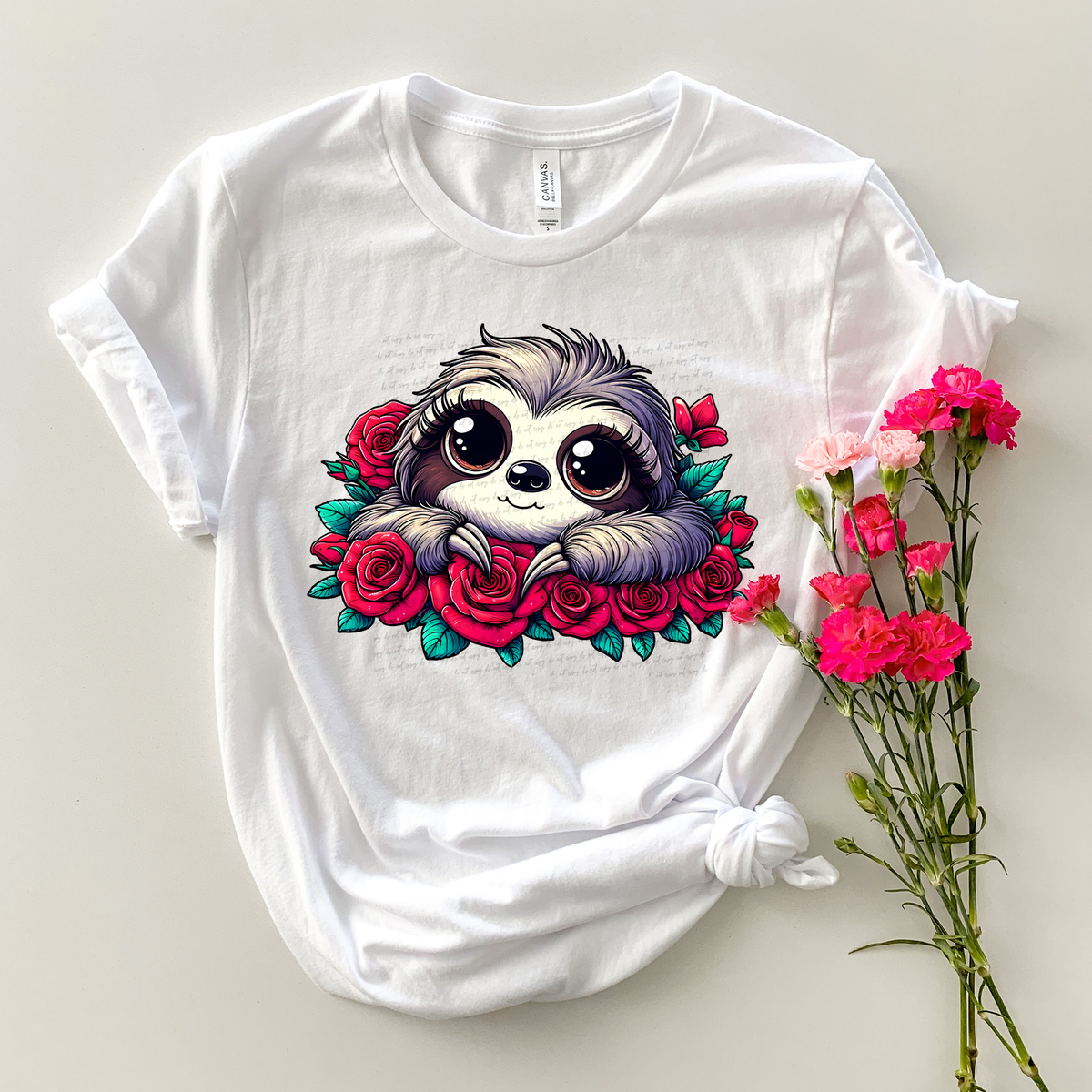 Sloth On Roses 81838 DTF Transfer