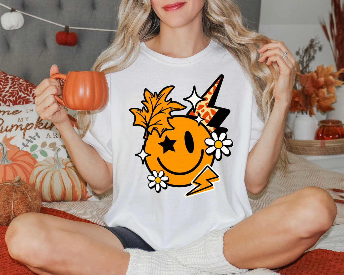 Smiley Fall Lightning Bolt 108926 DTF transfer