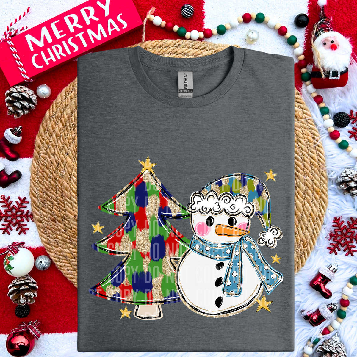 Snowman Dark Blue Christmas Tree 69213 DTF transfer