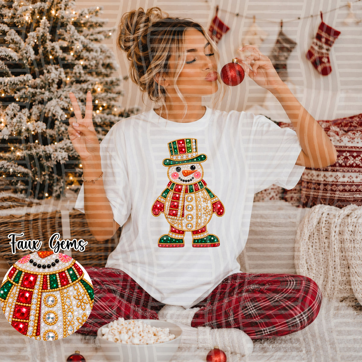 Snowman - Faux Rhinestone (Caplinger)DTF Transfer