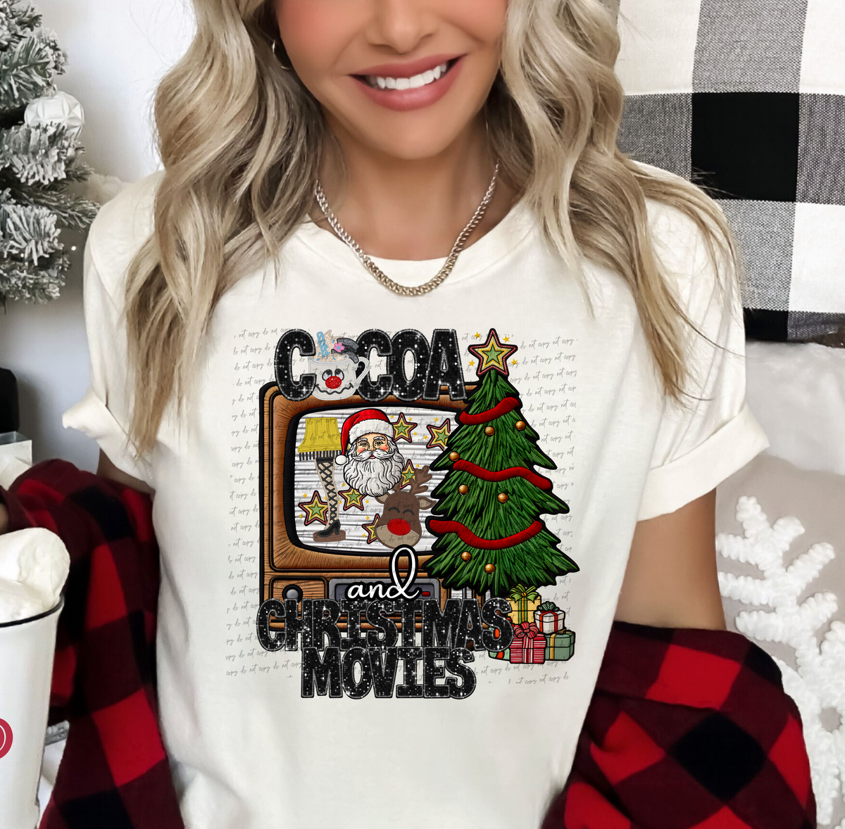 Snowman Cocoa And Christmas Movies 111930 DTF transfer
