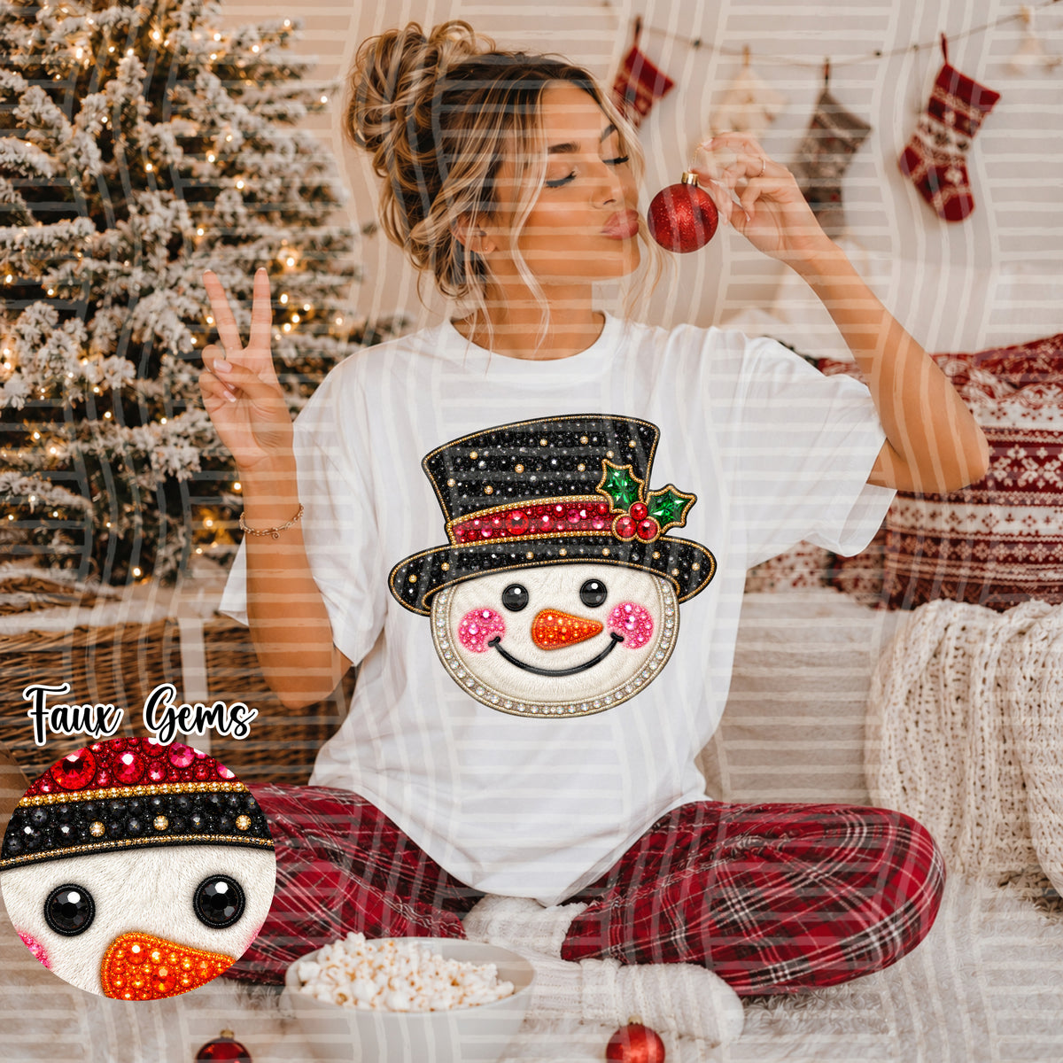 Mr. Snowman - Faux Rhinestone (Caplinger)DTF Transfer