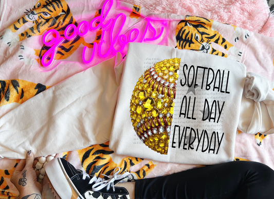 Softball All Day Everyday Faux Rhinestone 59341 DTF transfer