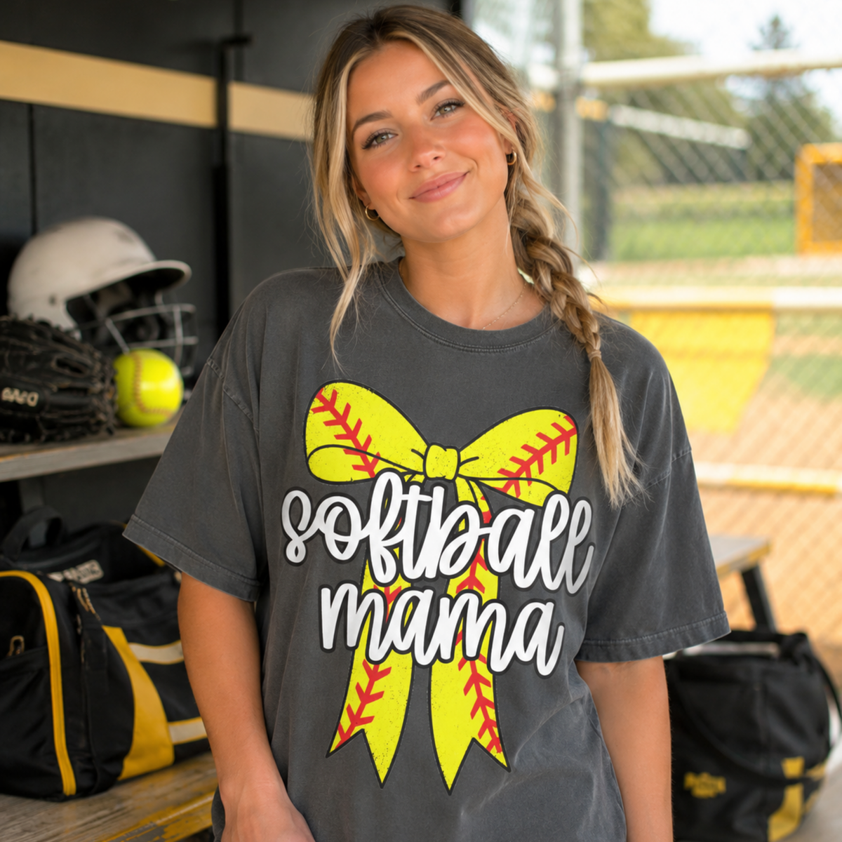 Softball mama softball bow (Parker) DTF transfer