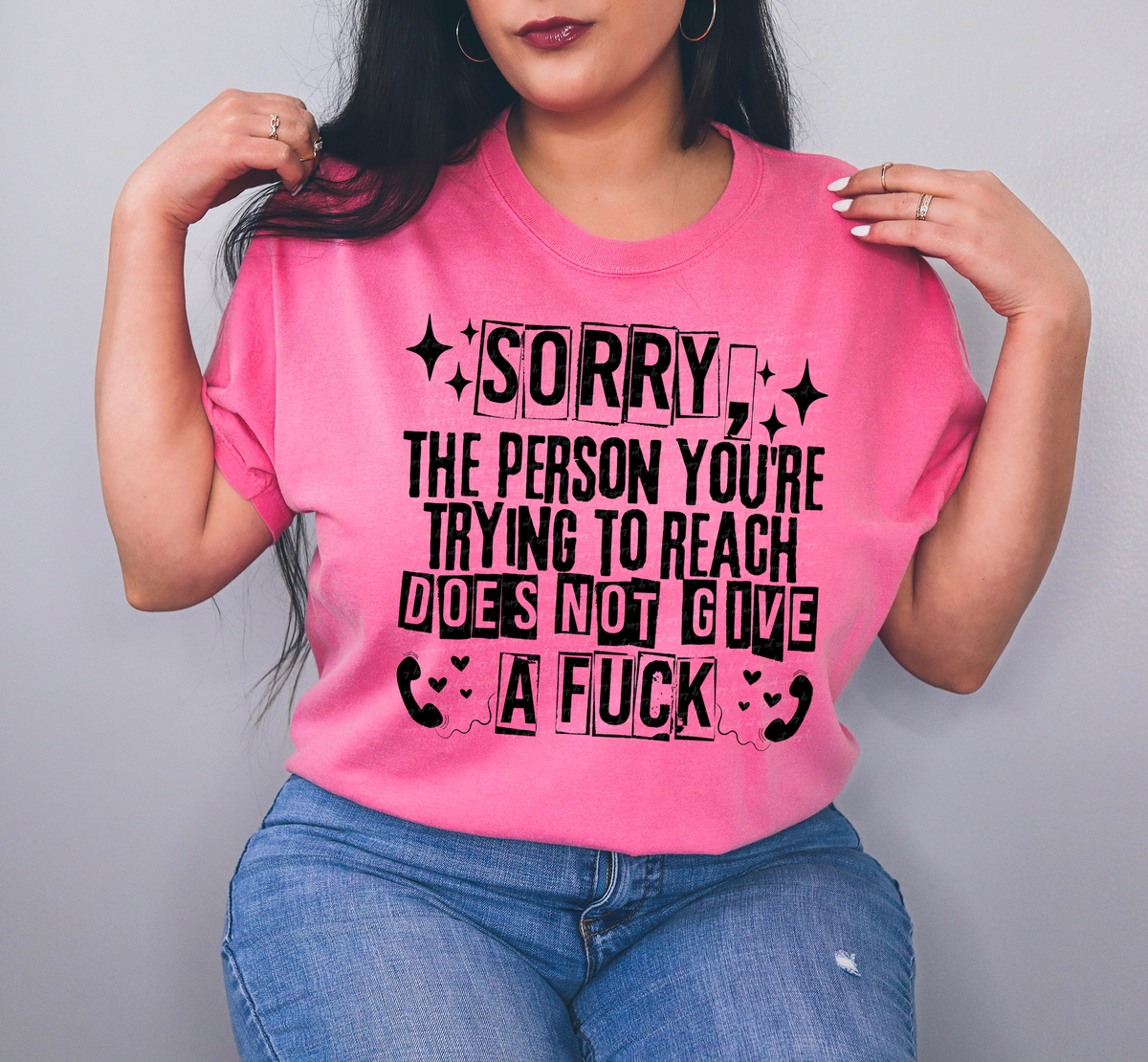 Sorry The Person You're Trying To Reach Does Not Give A Fuck - Black 86104 DTF Transfer