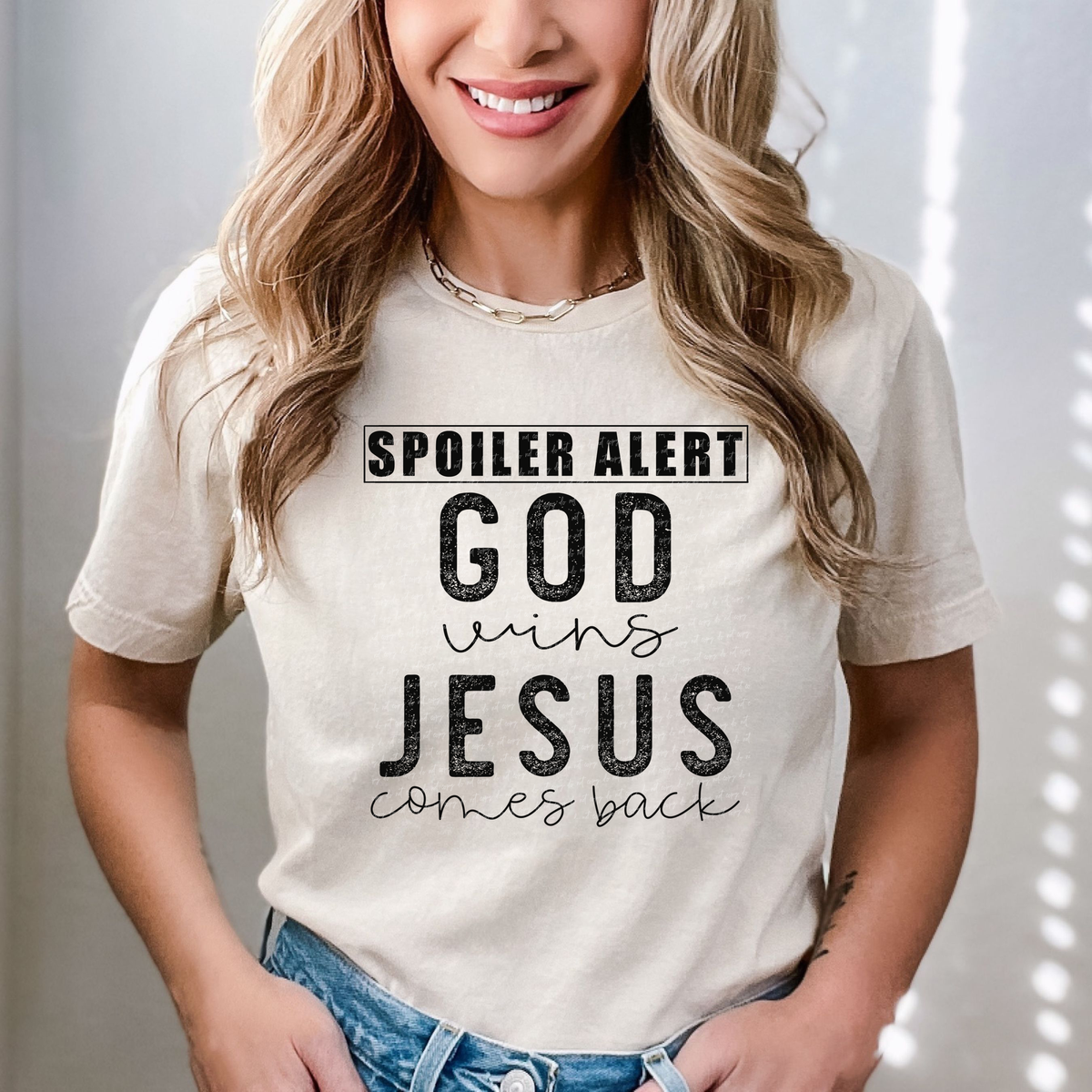 Spoiler Alert God Wins Jesus Comes Back Black 116016 DTF Transfer