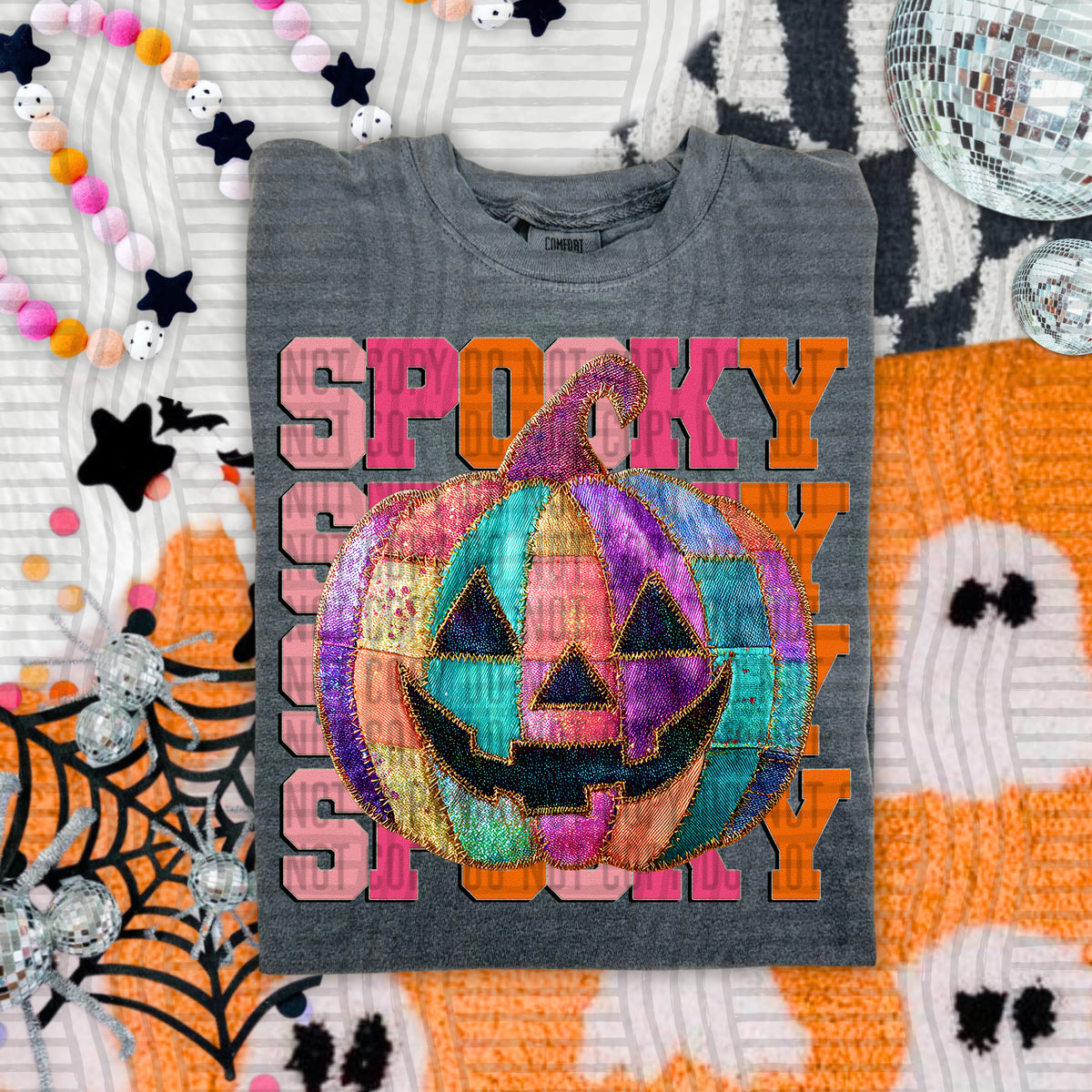 Spooky stacked pumpkin colorful (caplinger) DTF Transfer