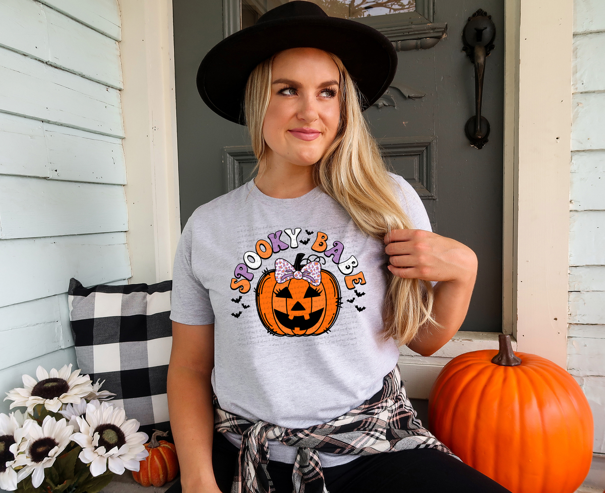 Spooky Babe Pumpkin with Bow 42268 DTF transfer