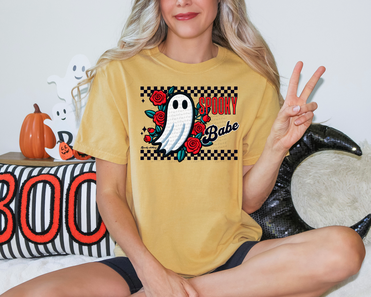 Spooky Babe Floral Ghost Checkered 59304 DTF transfer