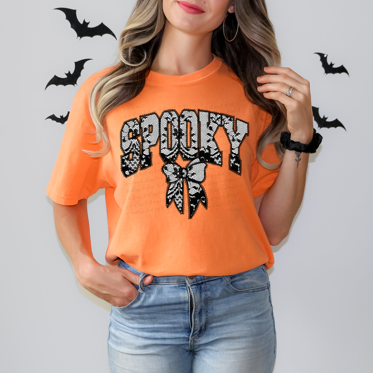 Spooky Bow Black Lace 108786 DTF transfer