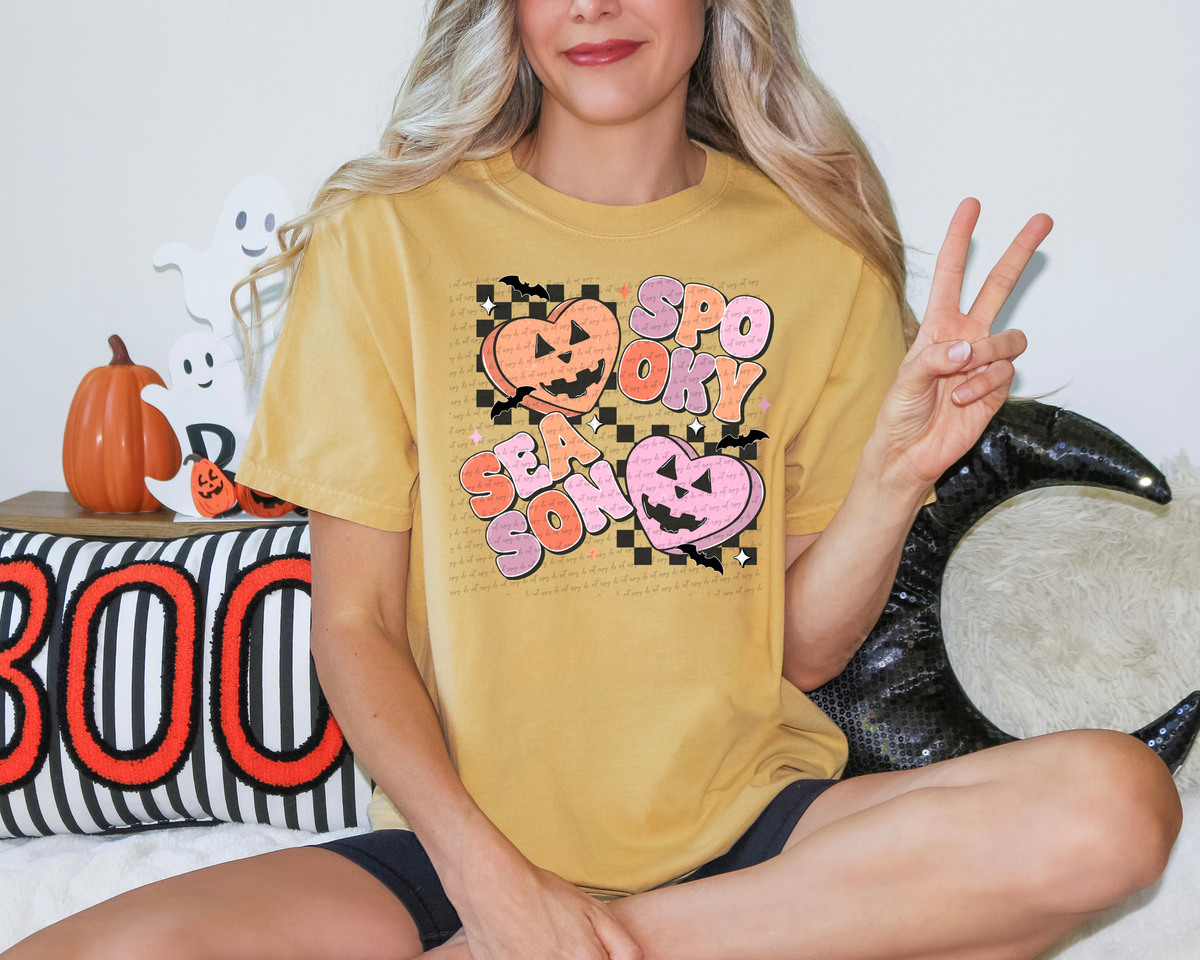 Spooky Season Hearts Checkered 51513 DTF transfer