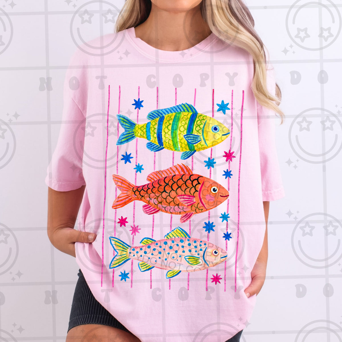 Stacked vertical fish (HW) DTF Transfer