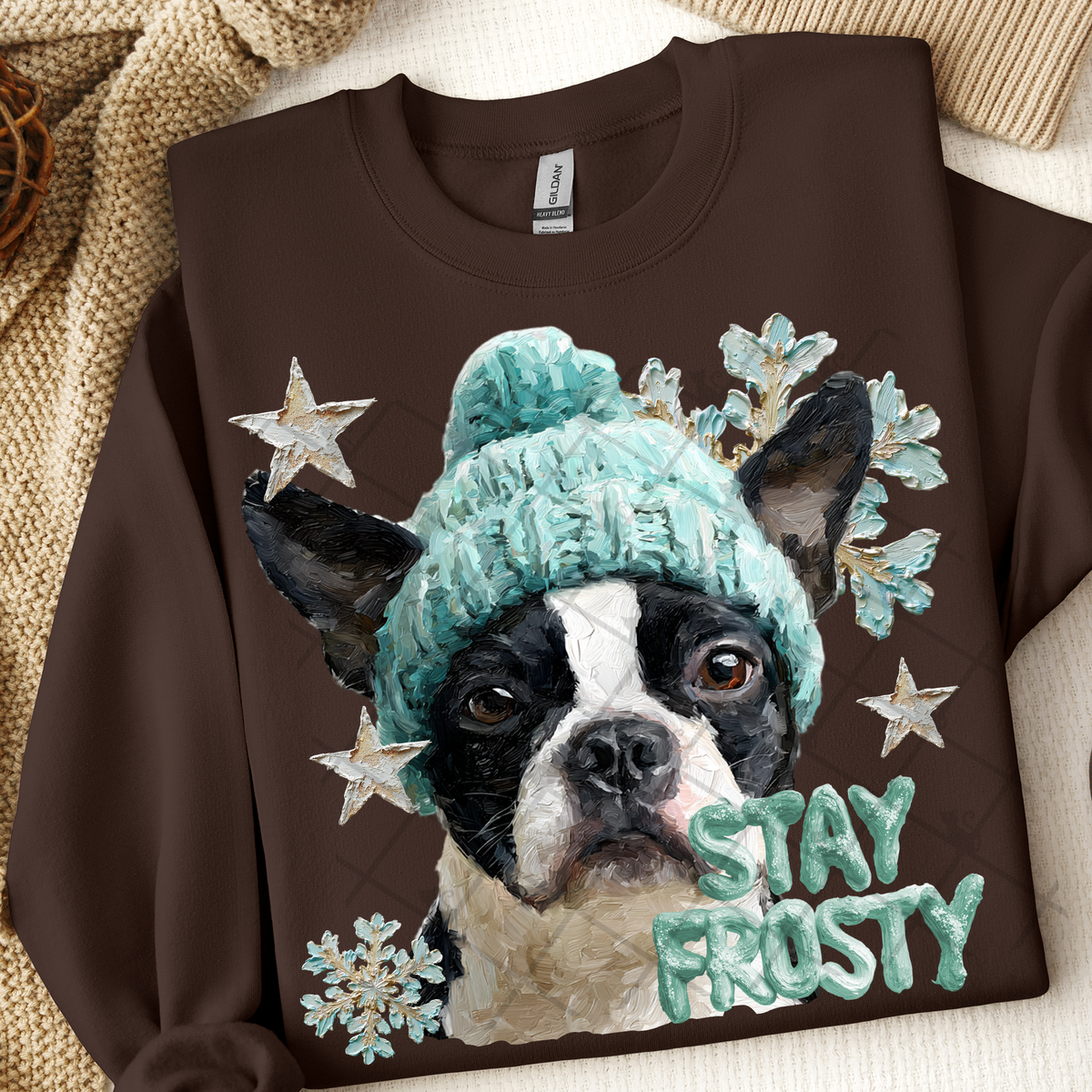 Boston Terrier Stay frosty (TTD) DTF Transfer