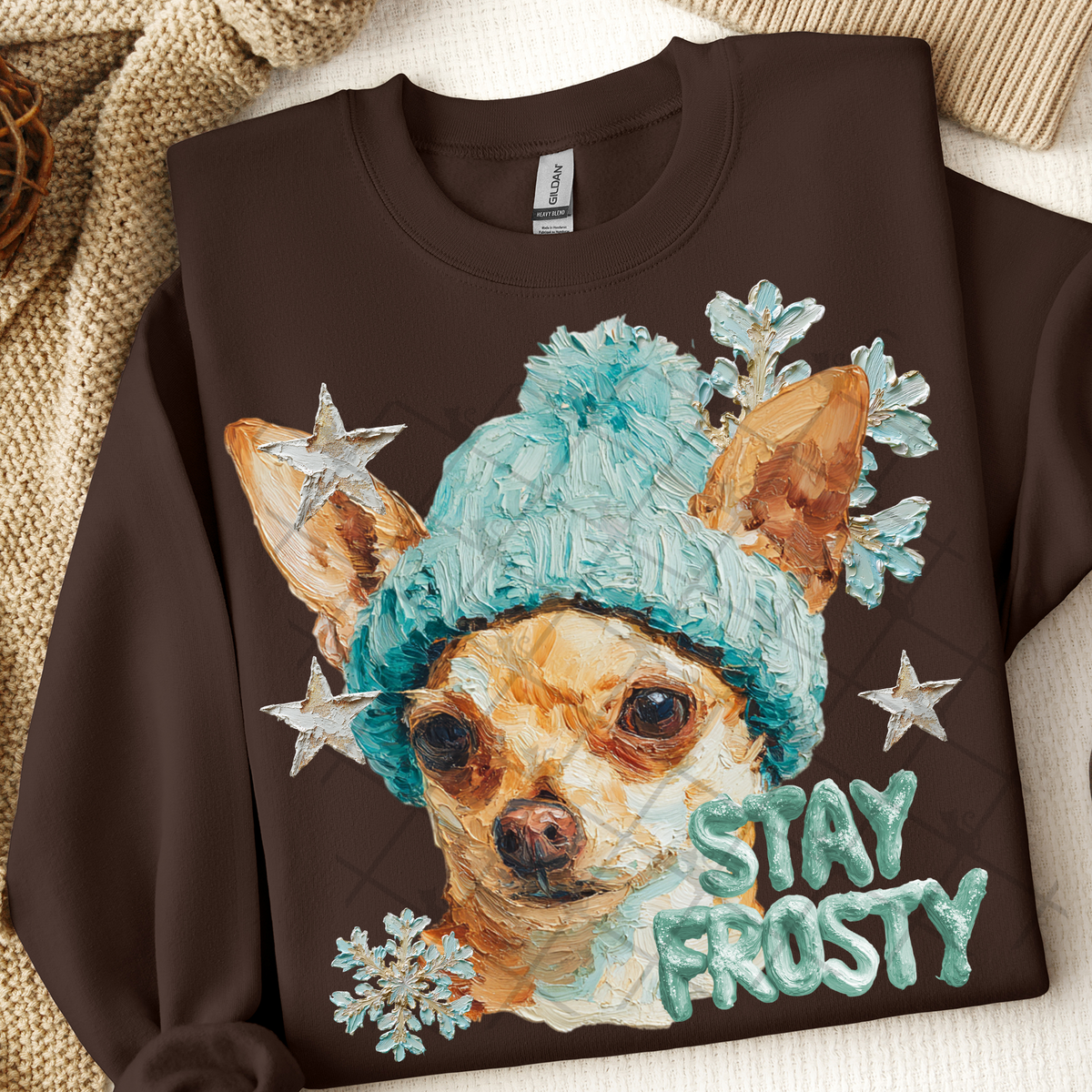 Chihuahua stay frosty (TTD) DTF Transfer