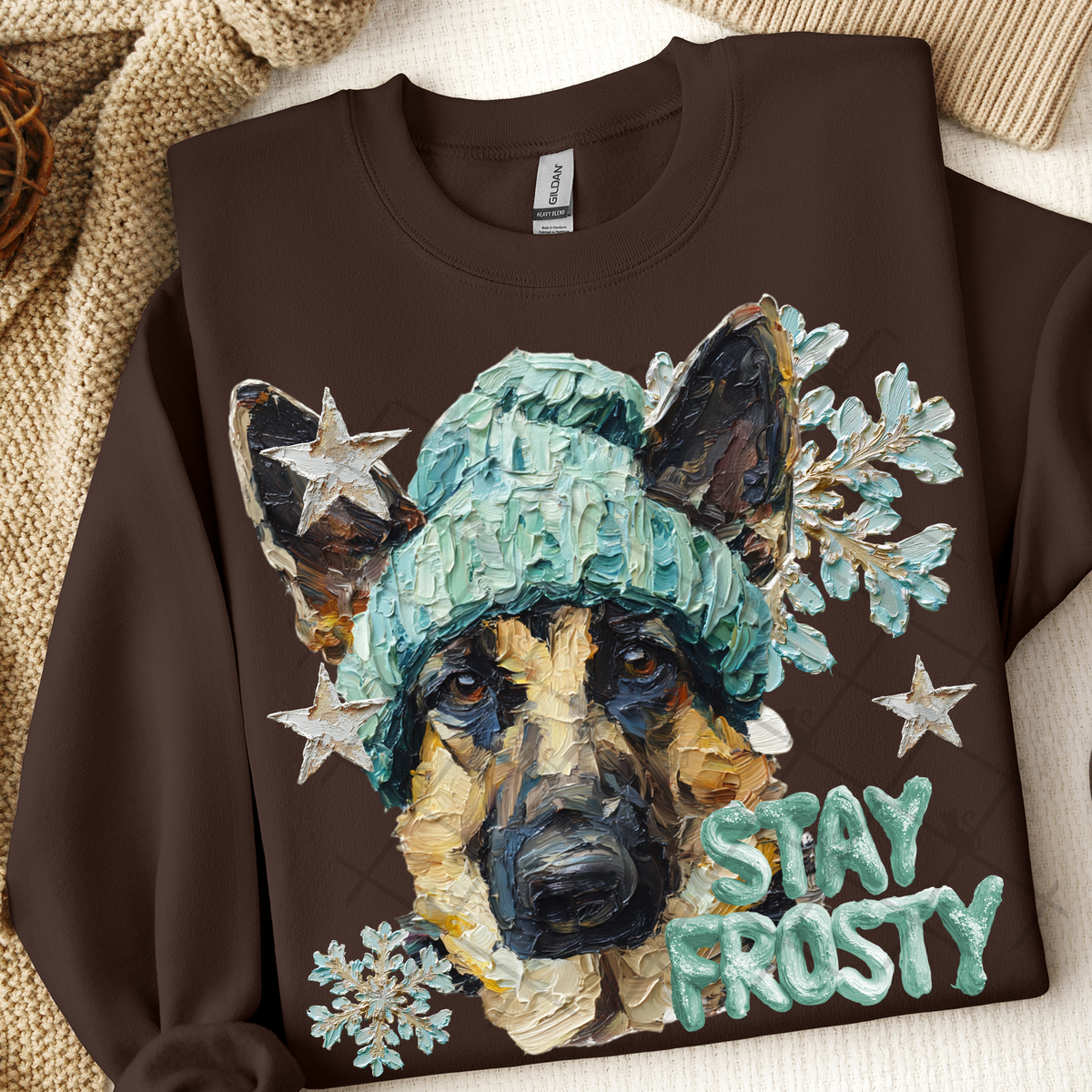 German Shepherd Stay frosty (TTD) DTF Transfer