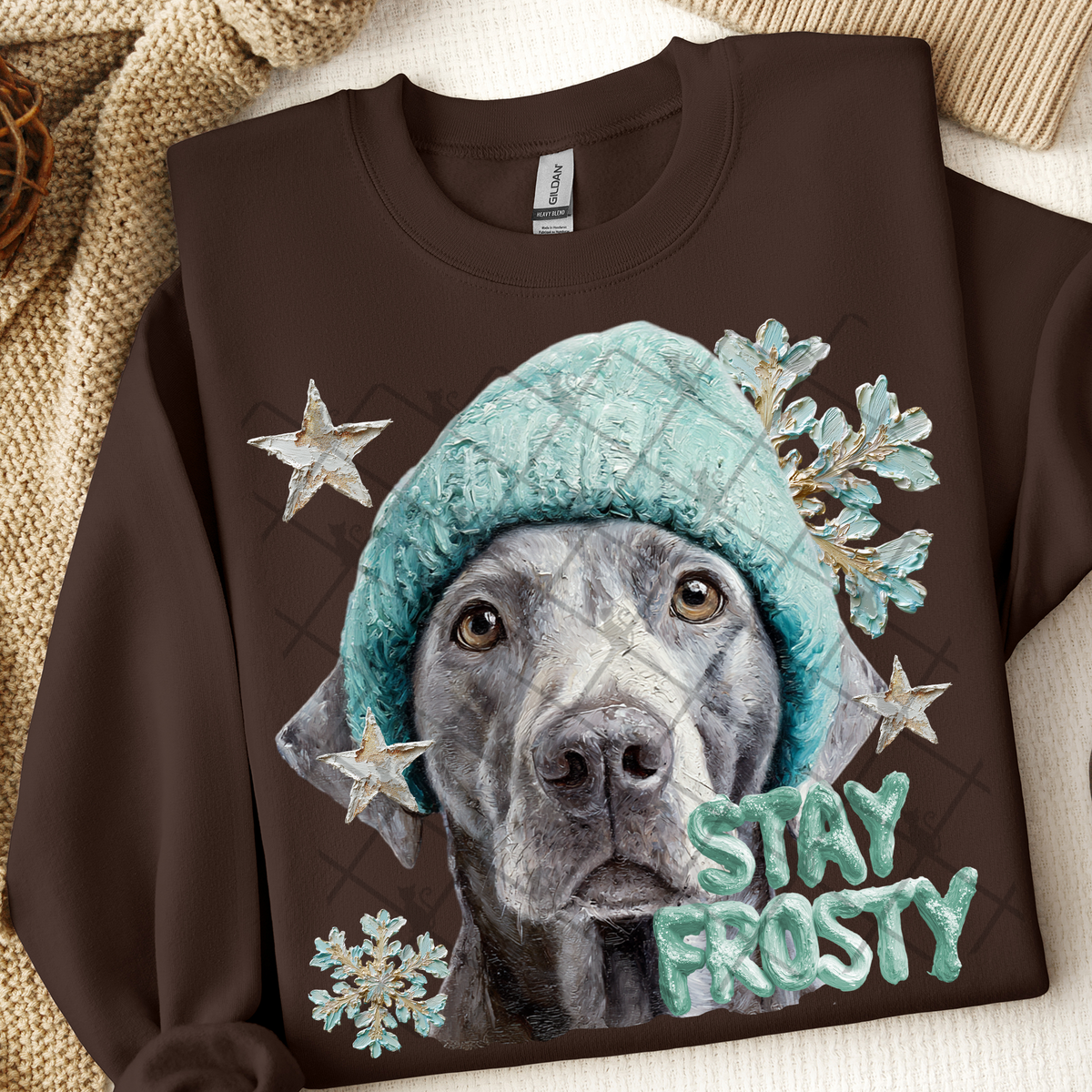 Silver Labrador Retreiver Stay frosty (TTD) DTF Transfer