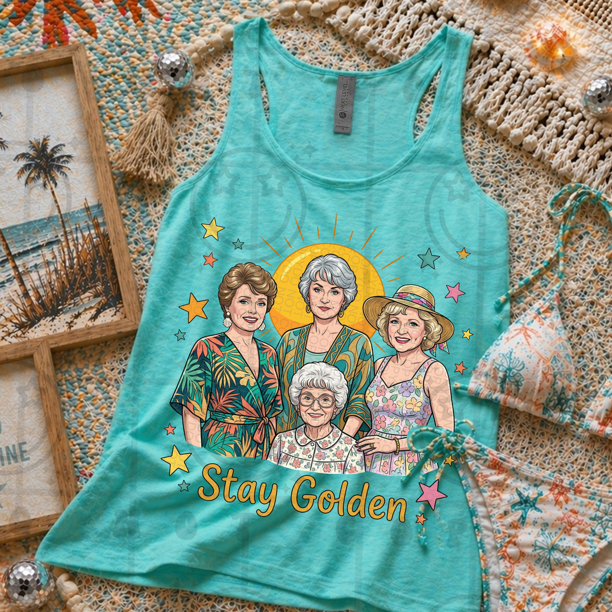 Stay golden palm trees sun and stars (HW) DTF Transfer