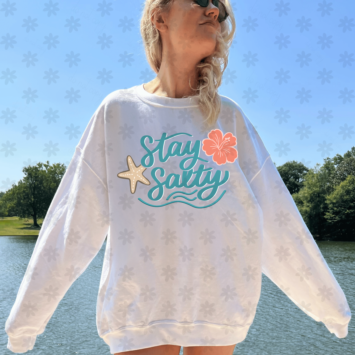 Stay salty TEAl cursive (Dyed) DTF Transfer