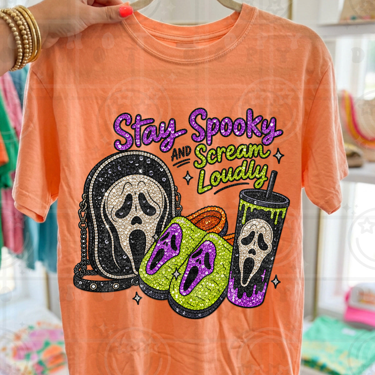 Stay spooky and scream loudly rhinestone (HW) DTF Transfer