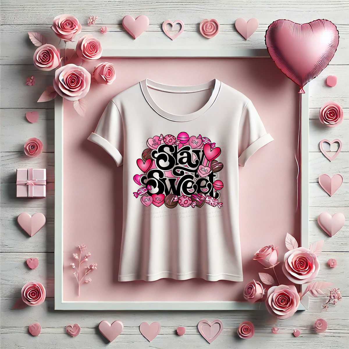 Stay Sweet Chocolate Candies Hearts 81643 DTF Transfer