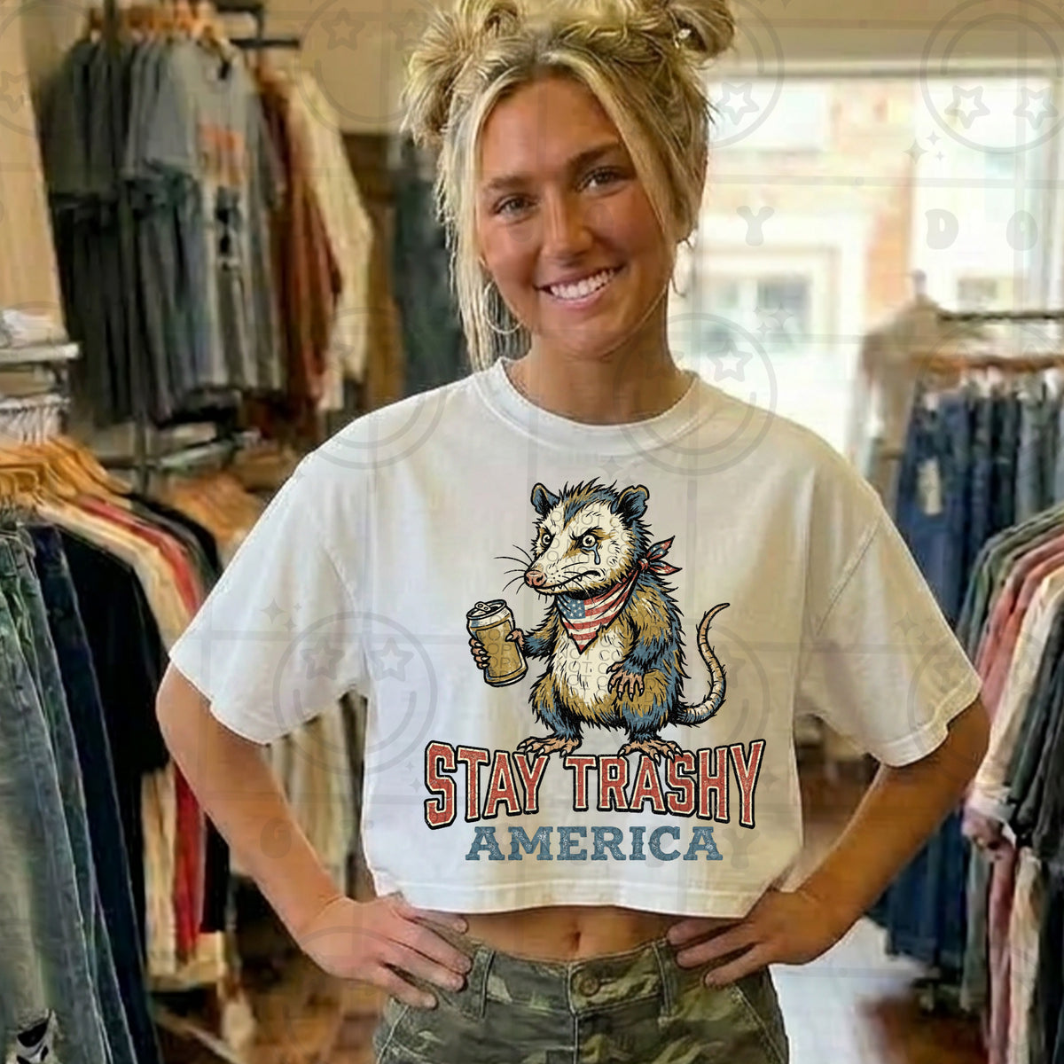 Stay trashy America opossum (HW) DTF Transfer