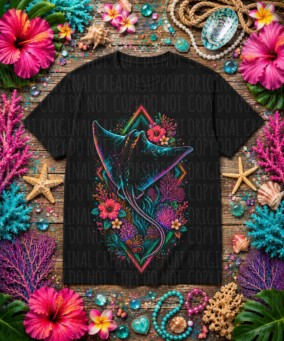 Floral stingray (Starlight) DTF Transfer