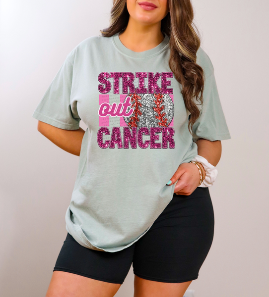 strike PINK out cancer baseball sequins 40236 DTF TRANSFER