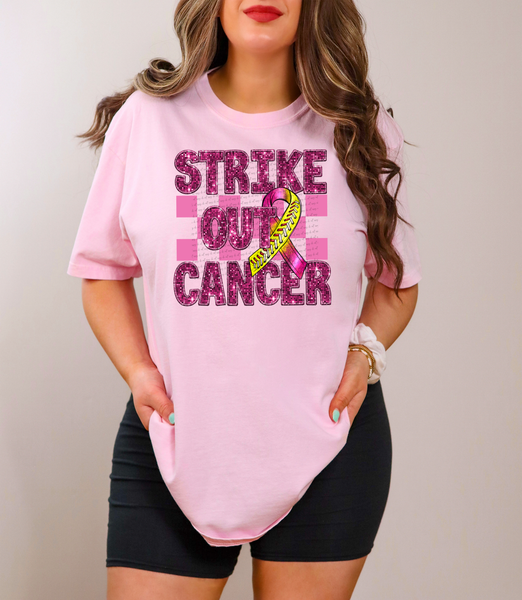 strike out cancer softball RIBBON ONLY sequins 40239 DTF TRANSFER