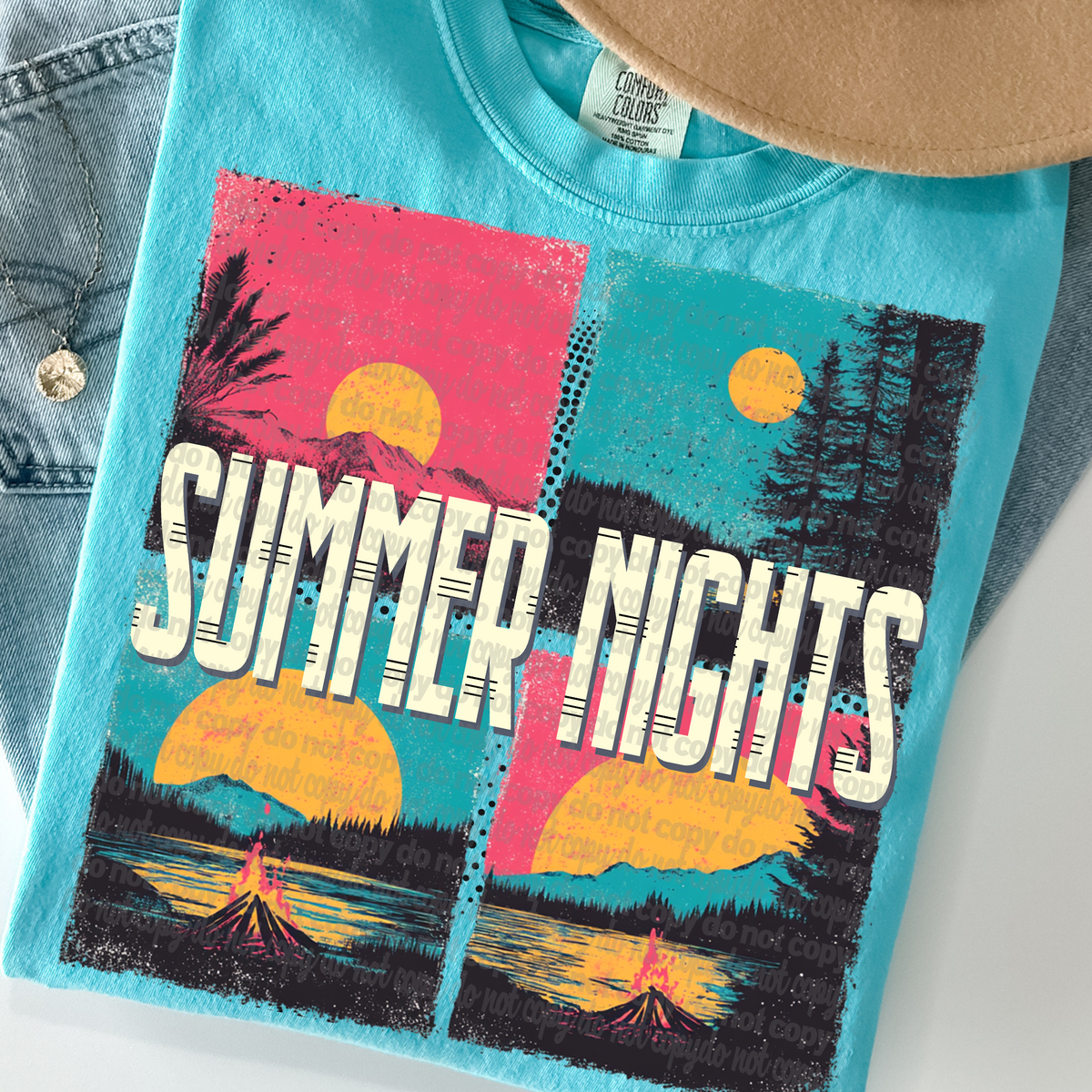 summer nights campfire blocks. (TTD) DTF transfer