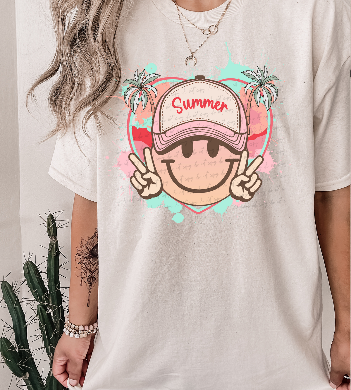 Summer smiley with hat 28830 DTF Transfer