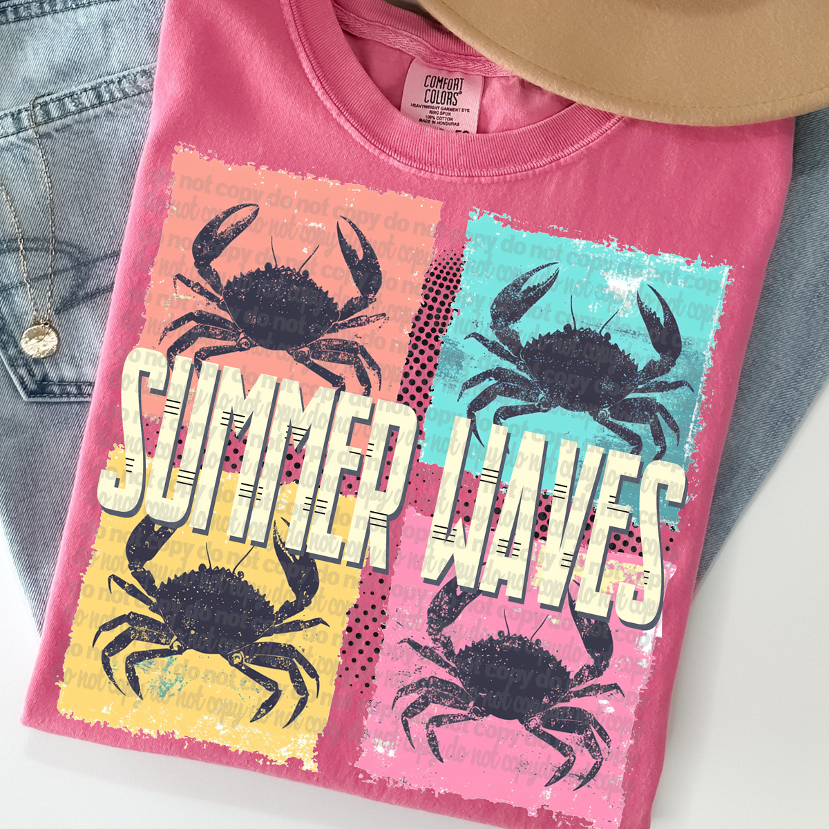 summer waves crab blocks. (TTD) DTF transfer