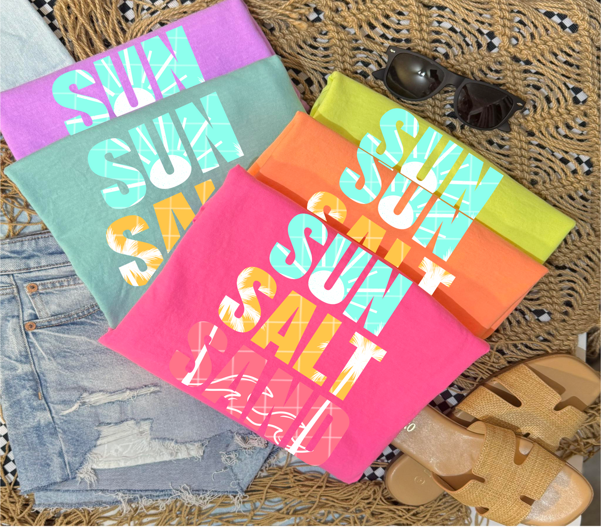 SUN SALT SAND (blue pink yellow) (40e) DTF Transfer
