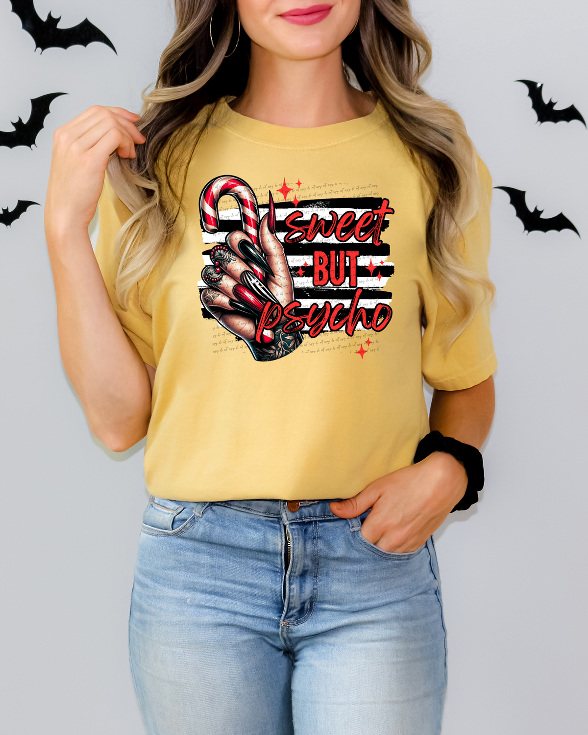 Sweet But Psycho Candy Cane 51518 DTF transfer