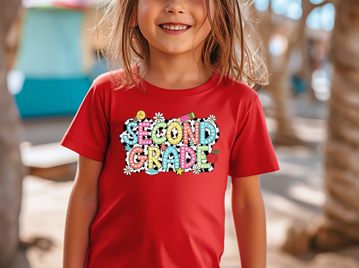 Second grade retro dalmatian background DTF transfer