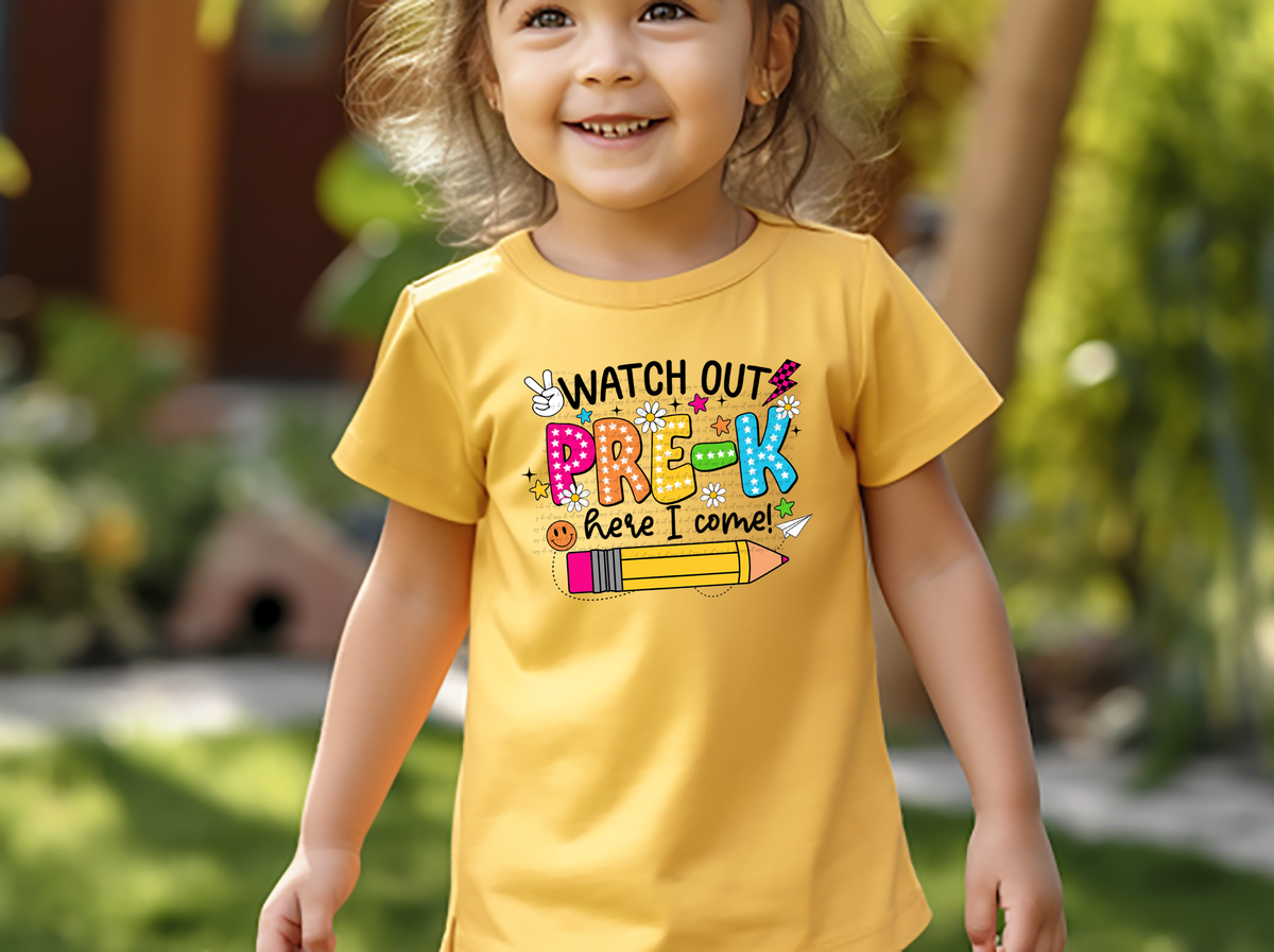 Watch out pre-k here I come pencil DTF transfer