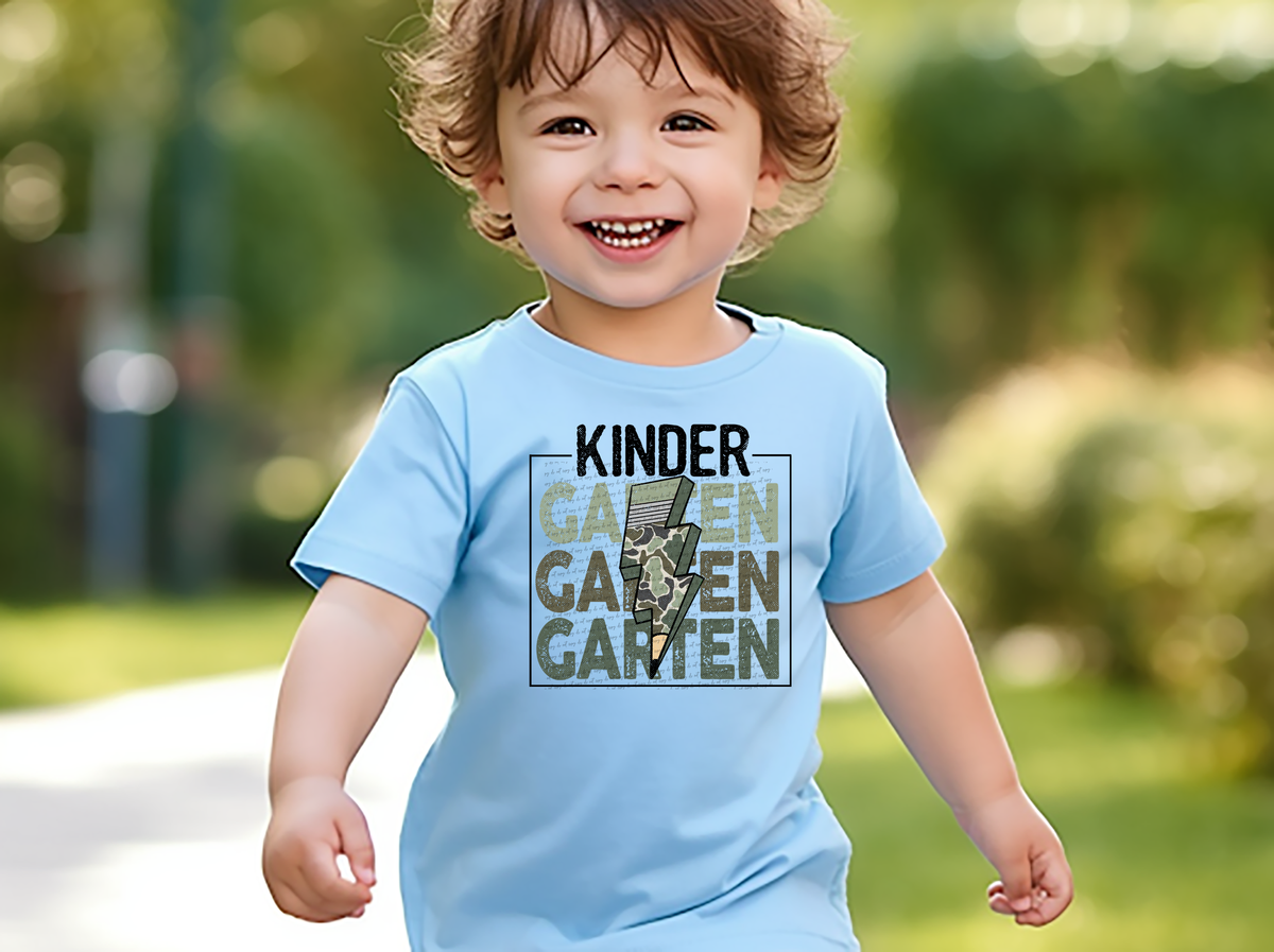 Kindergarten stacked camo DTF transfer