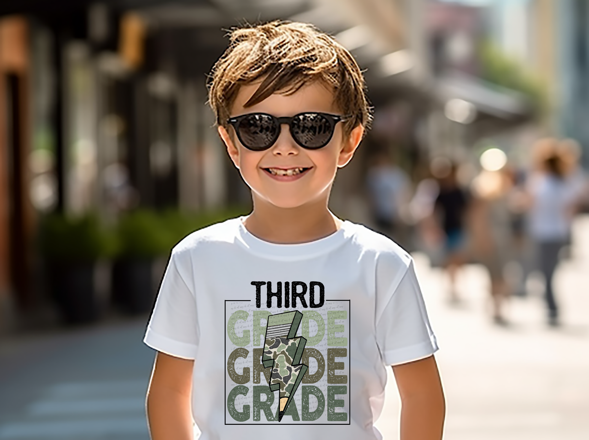 Third grade stacked camo DTF transfer