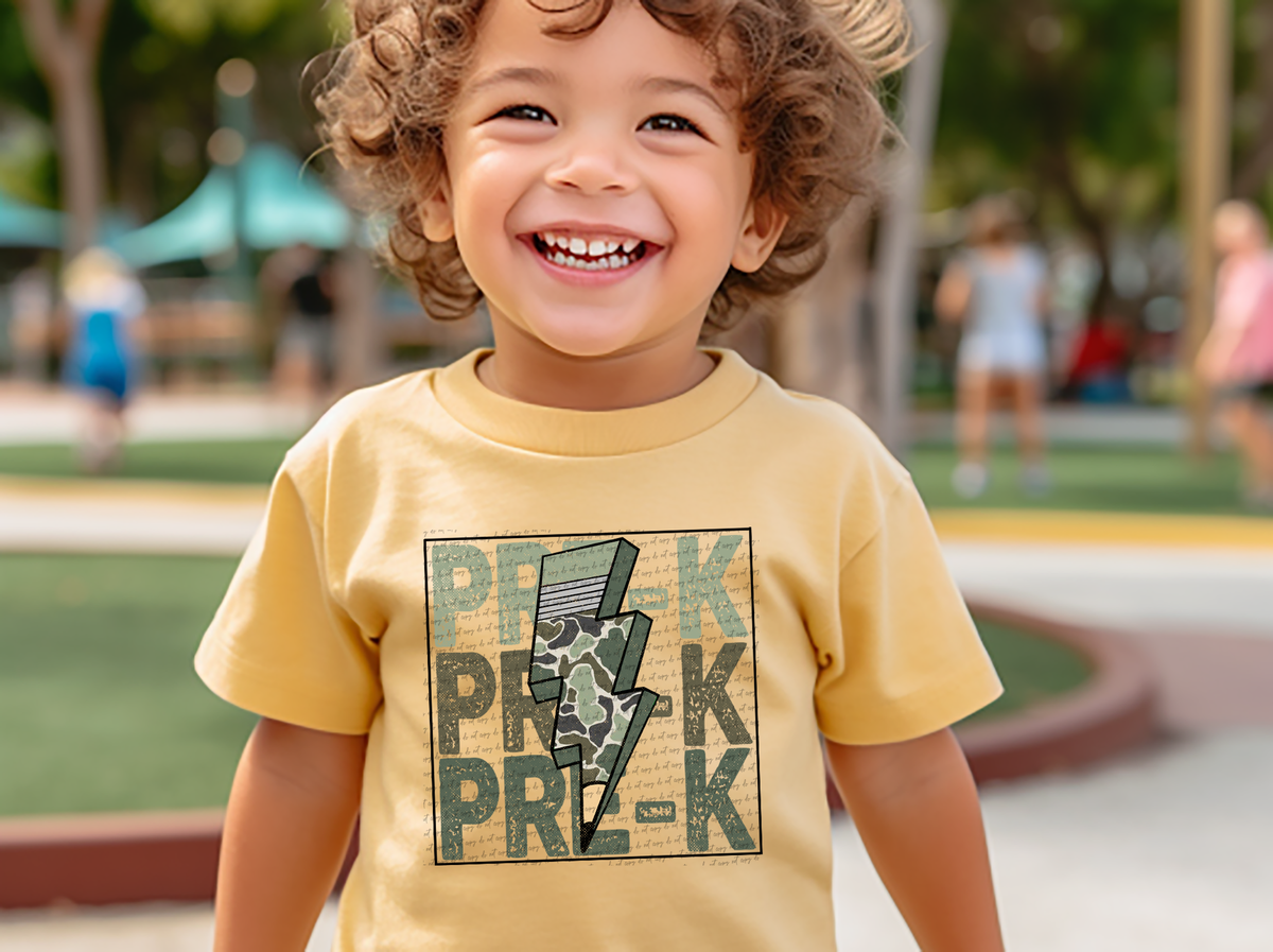 Pre-k stacked camo 68662 DTF transfer