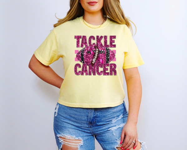 Tackle cancer PINK football sequin 40256 DTF TRANSFER (Copy)