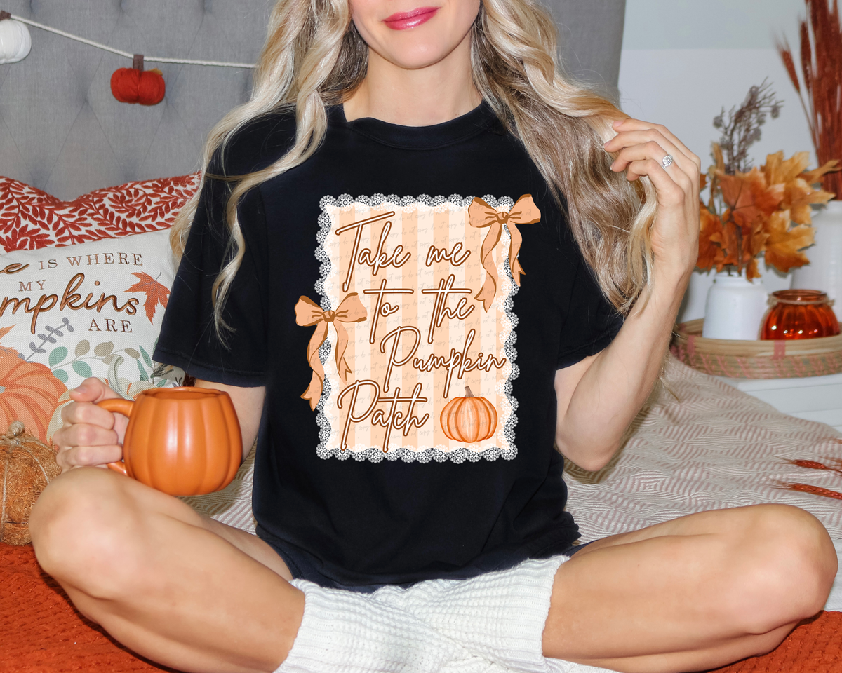 Take Me To The Pumpkin patch Orange Frame Bow 108932 DTF transfer