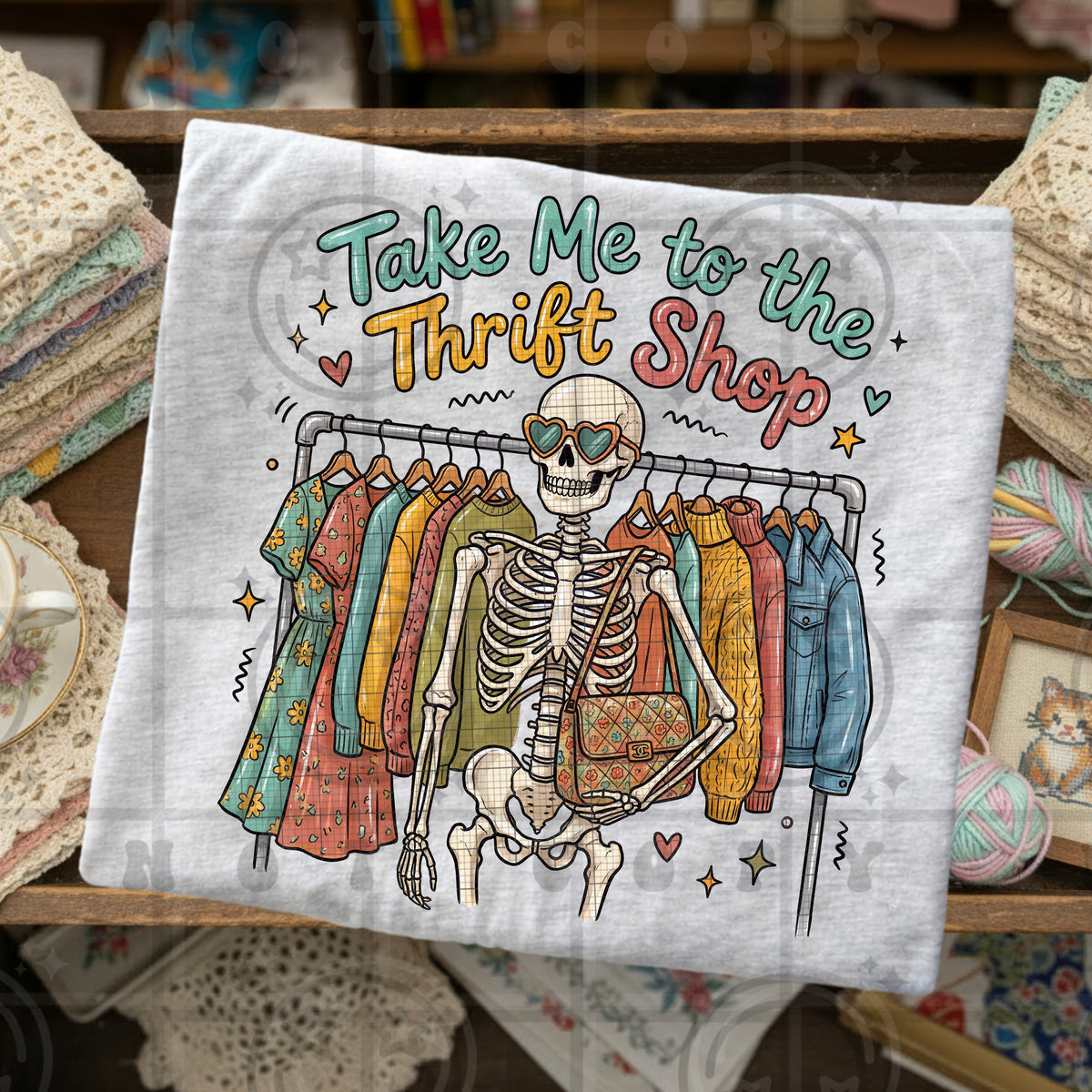 Take me to the thrift shop skeleton (HW) DTF Transfer