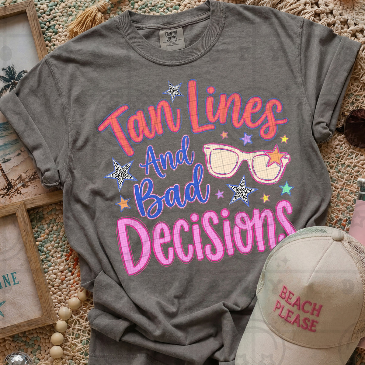 Tan lines and bad decisions sunglasses (HW) DTF Transfer