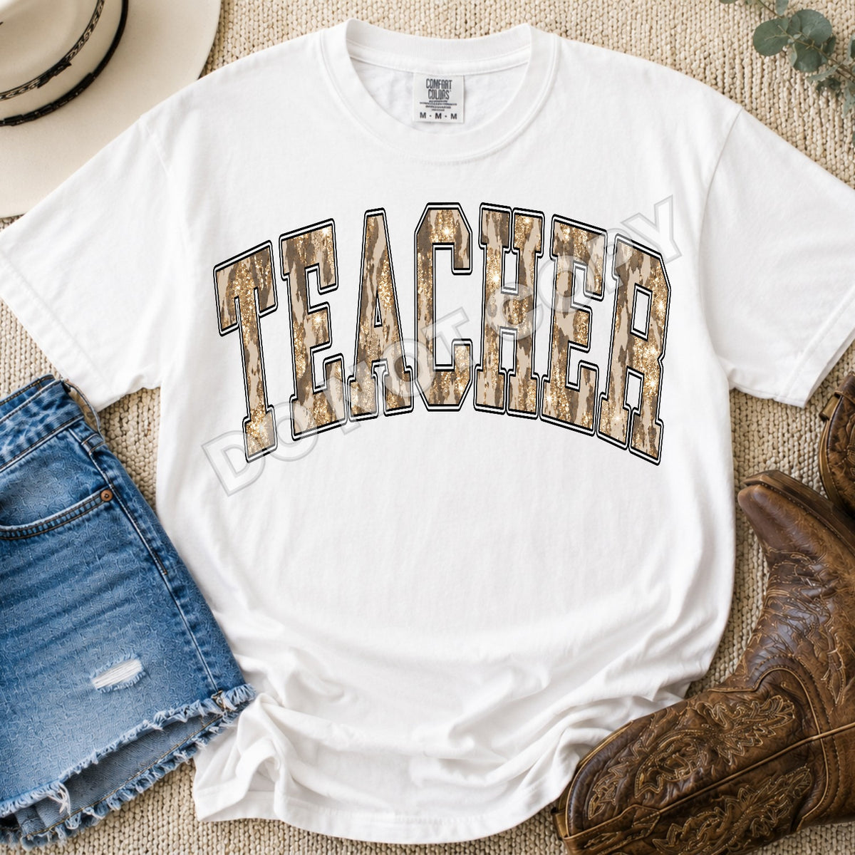 Teacher leopard and gold arched (Parker) DTF Transfer