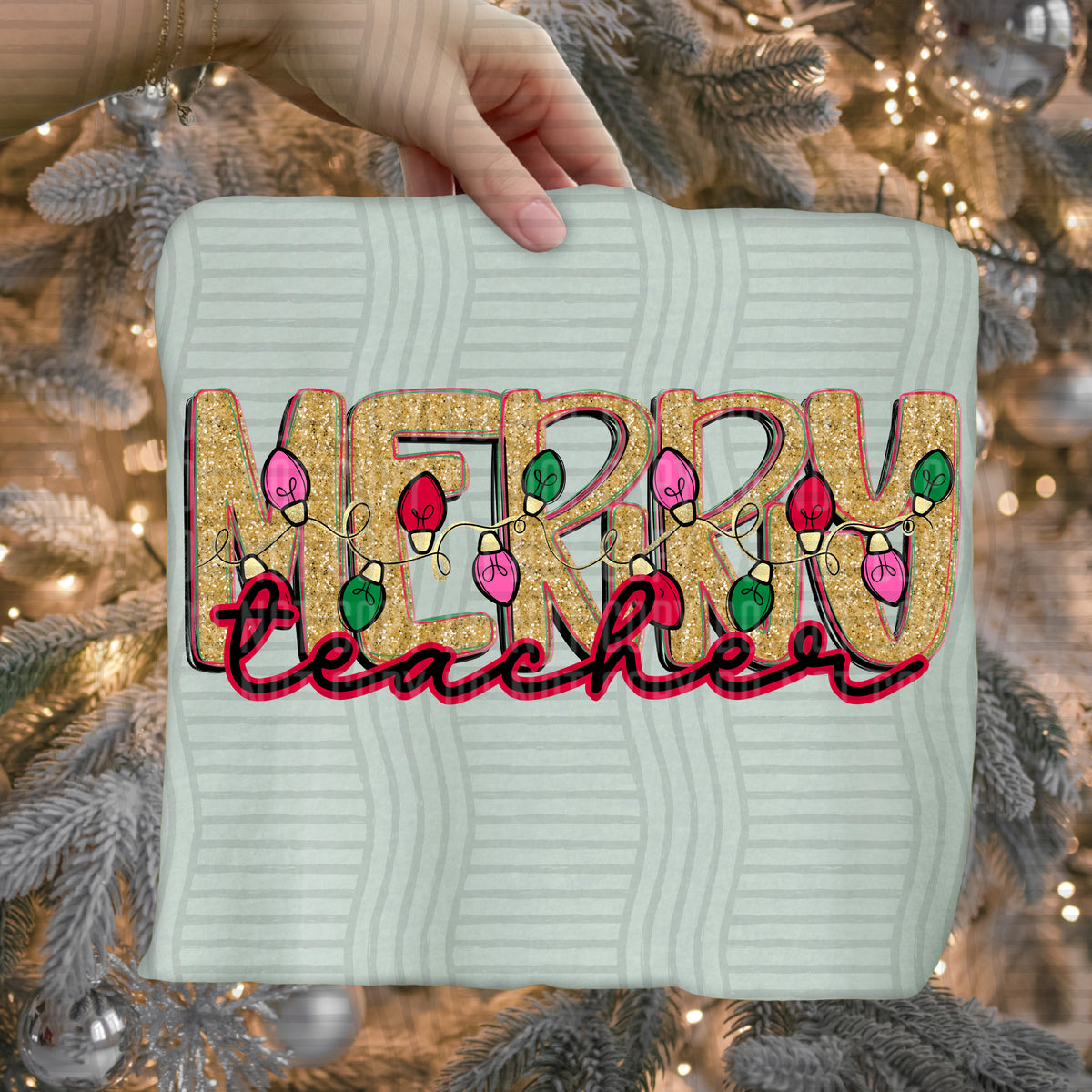teacher merry with lights (caplinger) DTF Transfer