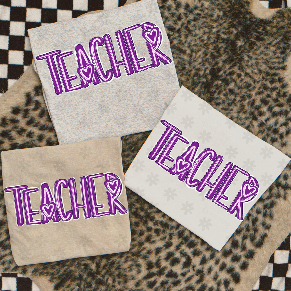 Teacher PURPLE neon brushstrokes (Dyed) DTF Transfer