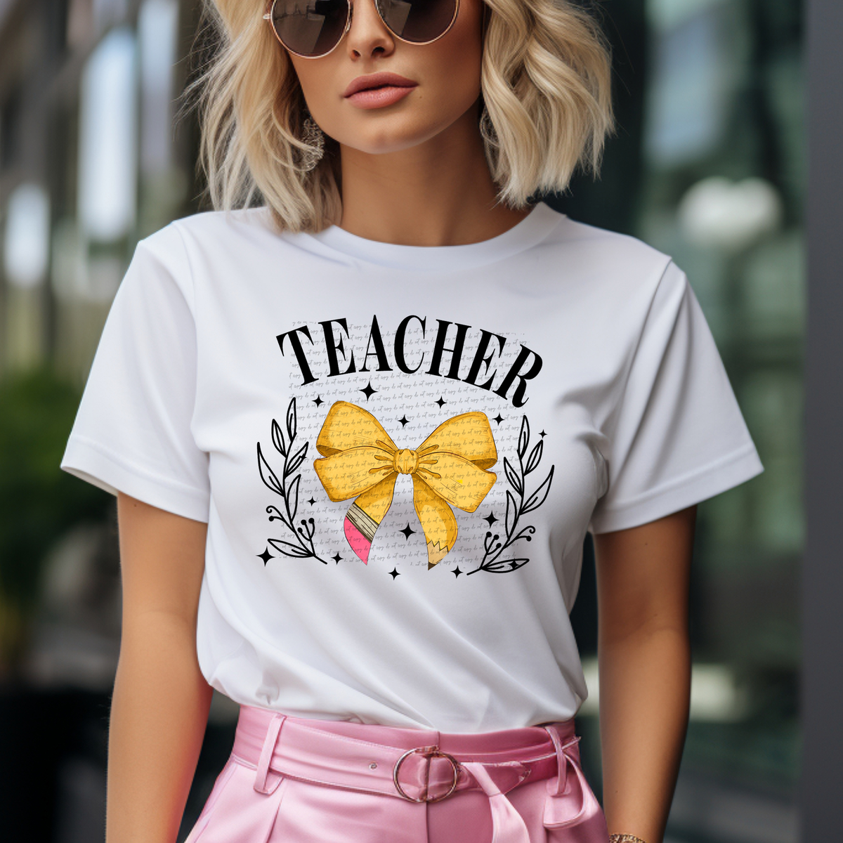 Teacher Pencil Bow 42847 DTF transfer