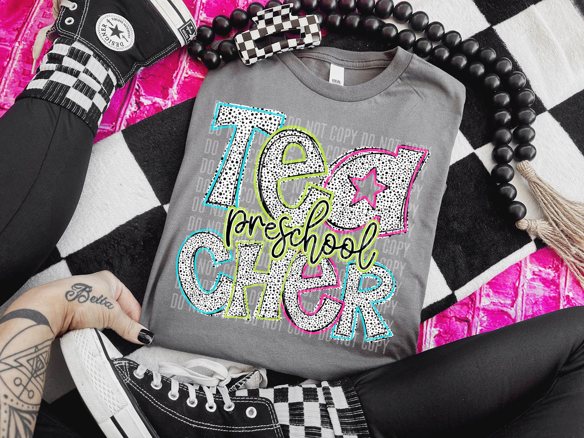 Pre-School Teacher Star Dots Stone 54910 DTF transfer