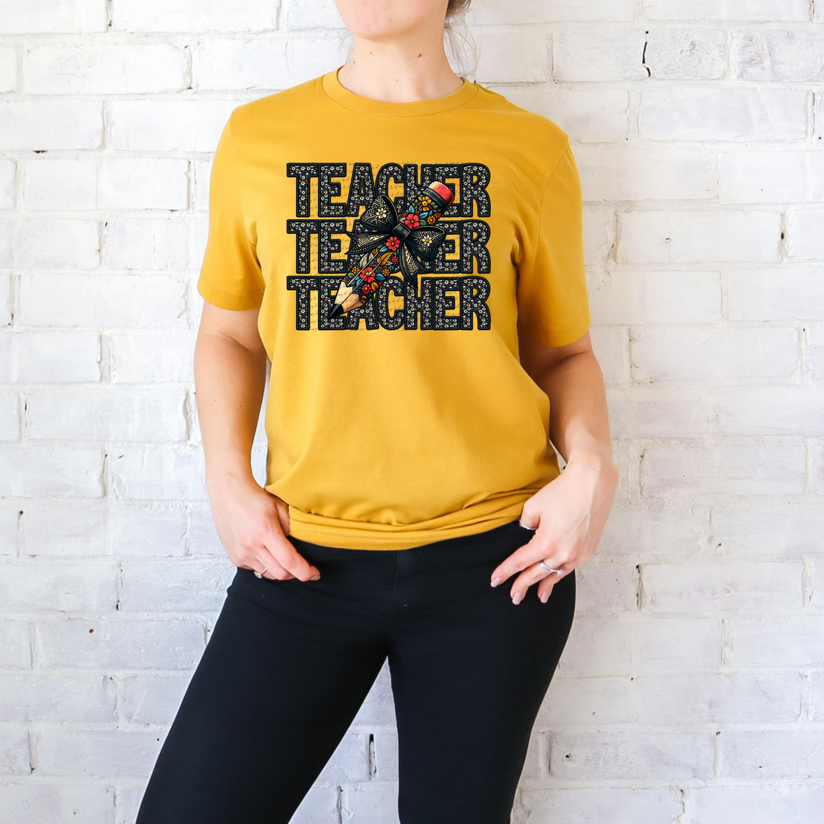 Teacher Stacked Pencil 42674 DTF transfer